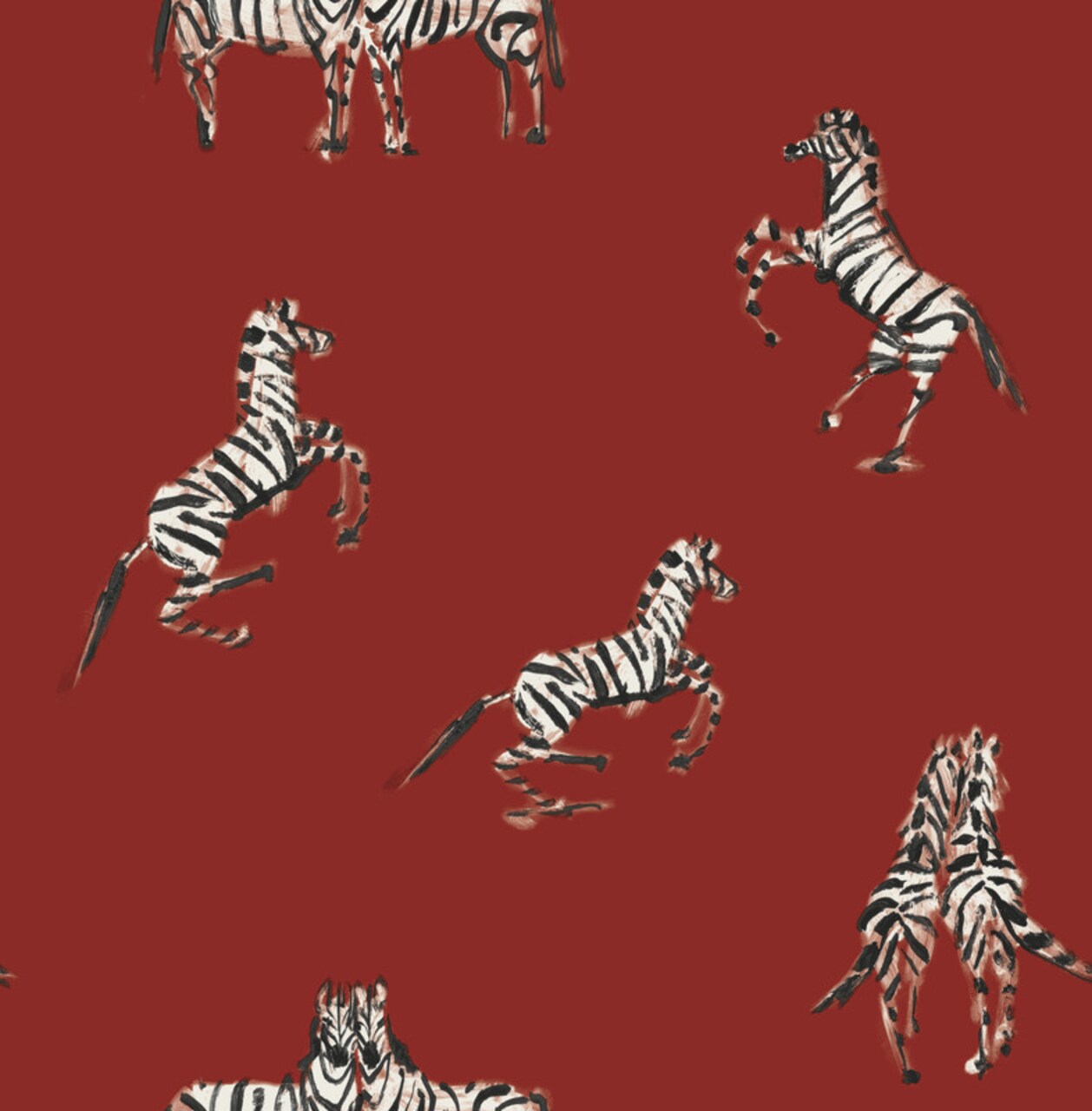 Tempaper Zebras In Love by Novogratz Peel and Stick Wallpaper Red